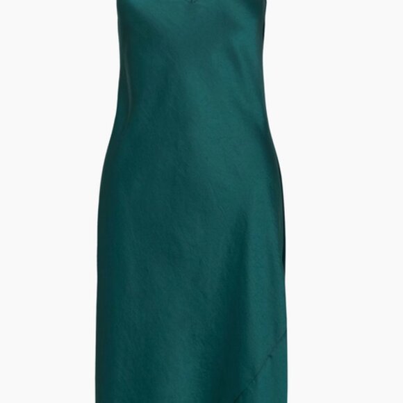 Aritizia Wilfred Only Slip Satin Midi Dress Emerald Green Size S - Picture 2 of 2
